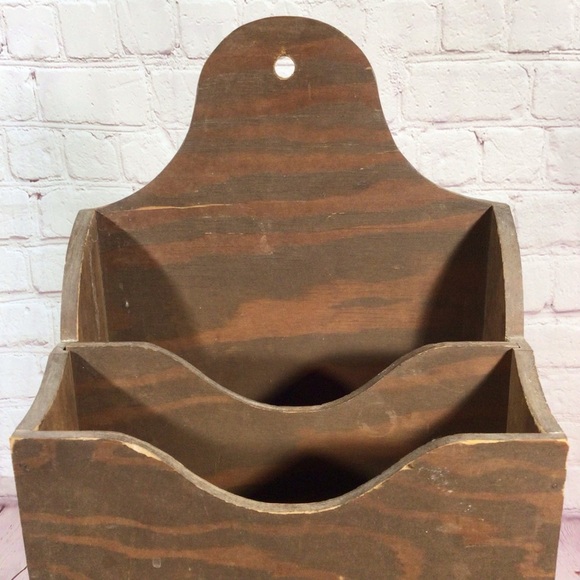 Vintage Hand Crafted Hand Painted Blue Floral Wood Wall or Tabletop Organizer - Picture 11 of 15